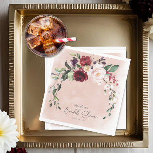Rustikales Burgund & Blush Pink Roses Brautparty Serviette