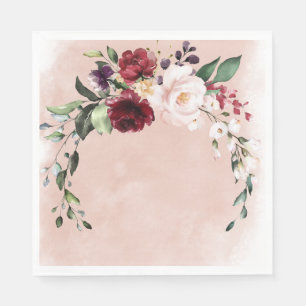 Rustikales Burgund & Blush Pink Roses Bridal Brunc Serviette