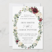 Rustikales Burgund Elfenbeinblumenblumenblumenblum Einladung (Vorderseite)