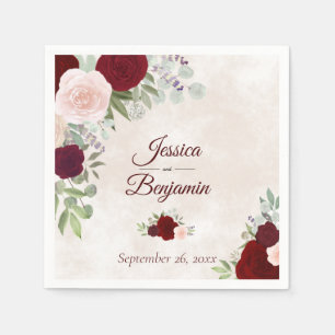 Rustikales Burgund-Floral auf Dusty Rose Wedding Serviette