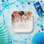 Rustikales Burgund Floral Fall Brautparty Pappteller (Party)