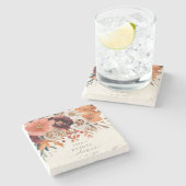 Rustikales Burgund Floral Fall Brautparty Steinuntersetzer (Seitenansicht)