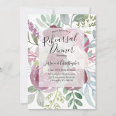 Rustikales Burgund-Floral Hochzeitessen Probe Dinn Einladung (Vorderseite)