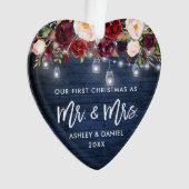 Rustikales Burgund Floral Jar Lichter Weihnachten  Ornament (Vorderseite)