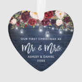 Rustikales Burgund Floral Jar Lichter Weihnachten  Ornament (Rückseite)