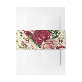 Rustikales Burgund Floral Maroon Rose Hochzeit Einladungsbanderole