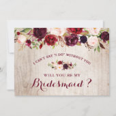 Rustikales Burgund Floral werden Sie meine Brautju Einladung (Vorderseite)
