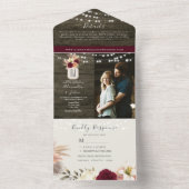 Rustikales Burgund florales Romantik All In One Einladung (Innen Boden)