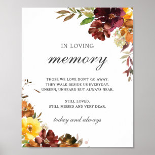 Rustikales Burgund Gelb Floral In Loving Memory Poster