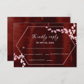 Rustikales Burgund geometrisch rosa UAWG RSVP Karte (Vorne/Hinten)