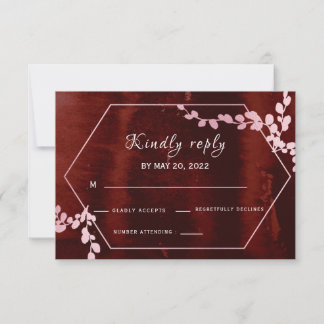 Rustikales Burgund geometrisch rosa UAWG RSVP Karte