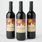 Rustikales Burgund Gold Herbst Weinflaschen Etiket Weinetikett (Flaschen)