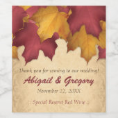 Rustikales Burgund Gold Herbst Weinflaschen Etiket Weinetikett (Einzelnes Label)