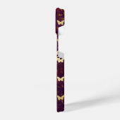 Rustikales Burgund Grunge Butterflies iPhone 14 Hü Hülle (Linke Seite)