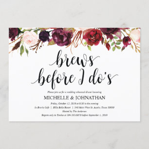 Rustikales Burgund Hochzeit Probe Dinner Einladung