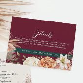 Rustikales Burgund-Hochzeitskarte Begleitkarte