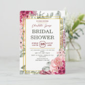 Rustikales Burgund Marsala Pink Brautparty Einladung (Stehend Vorderseite)