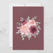 Rustikales Burgund Marsala Pink Floral Save the Da Einladung (Rückseite)