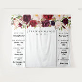 Rustikales Burgund Marsala Wedding Background Wandteppich (Vorderseite (Horizontal))