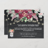 Rustikales Burgund Mason Jar Lights Hochzeitdetail Begleitkarte (Vorne/Hinten)