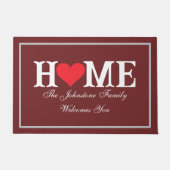 Rustikales Burgund Name Coole Liebe Unsere Zuhause Fußmatte (Vorderseite)