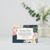 Rustikales Burgund Navy Blue & Pink Floral Gold Fr Begleitkarte (Stehend Vorderseite)