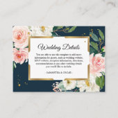 Rustikales Burgund Navy Blue & Pink Floral Gold Fr Begleitkarte (Vorderseite)