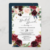 Rustikales Burgund Navy Blue & Red Blume Frame Einladung (Vorne/Hinten)