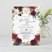 Rustikales Burgund Navy Blue & Red Blume Frame Einladung (Stehend Vorderseite)