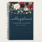 Rustikales Burgund Navy Blue & Red Blume & Lights Planer (Vorderseite)