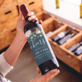 Rustikales Burgund Navy Blue & Red Blume & Lights Weinetikett