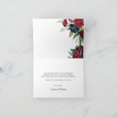 Rustikales Burgund Navy Floral Lights Danke Karte (Innenseite)