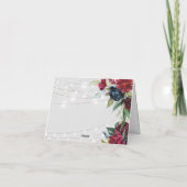 Rustikales Burgund Navy Floral Lights Danke Karte (Rückseite)