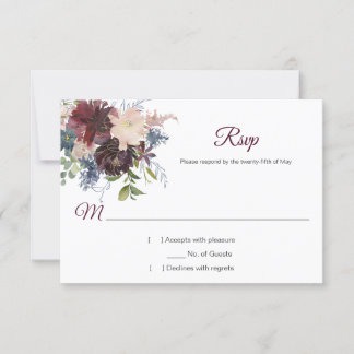Rustikales Burgund Navy Gold Aquarell UAWG RSVP Karte