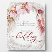 Rustikales Burgund Pink Elfenbeinpampas Grass Bloc Fotoplatte (Vorderseite)