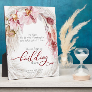 Rustikales Burgund Pink Elfenbeinpampas Grass Bloc Fotoplatte