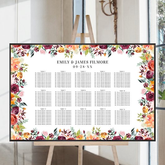 Rustikales Burgund Pink Fall Blumensitzer Poster