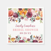 Rustikales Burgund Pink Fall Floral Brautparty Serviette (Vorderseite)