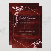 Rustikales Burgund Pink Floral Brautparty Einladung (Vorne/Hinten)