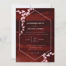 Rustikales Burgund Pink Geometric Floral Wedding I Einladung