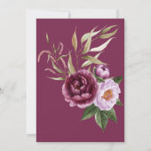 Rustikales Burgund & Pink Peonies Bridal Brunch Einladung (Rückseite)