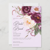 Rustikales Burgund & Pink Peonies Bridal Brunch Einladung (Vorderseite)