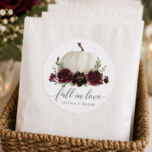 Rustikales Burgund Pumpkin Fall Liebe Gunst Sticke Runder Aufkleber