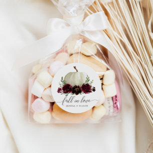 Rustikales Burgund Pumpkin Fall Liebe Gunst Sticke Runder Aufkleber