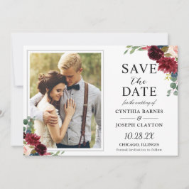 Rustikales Burgund Red Floral Classic Wedding Foto Save The Date