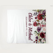 Rustikales Burgund Red Foto Booth Wedding Backgrou Wandteppich (Vorderseite (Horizontal))