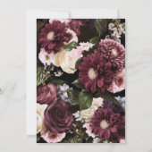 Rustikales Burgund, Rosa Blüte, Weiße Blumenhochze Einladung (Rückseite)