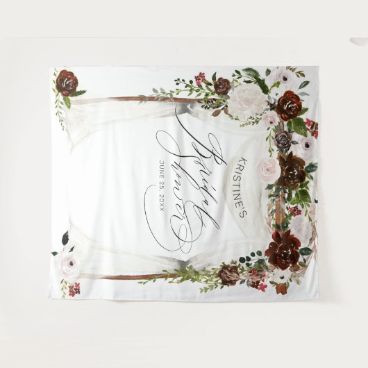 Rustikales Burgund Rosa Brautparty Wandteppich (Vorderseite (Horizontal))