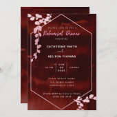 Rustikales Burgund Rosa Probe Abendessen Einladung (Vorne/Hinten)
