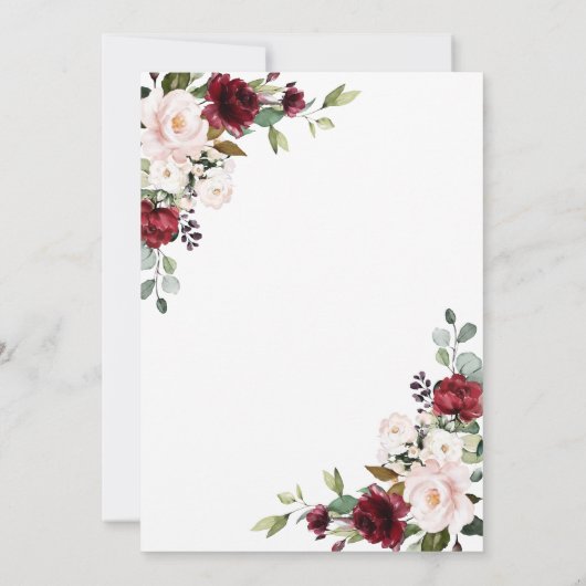 Rustikales Burgund Rosa Rosa Brautparty Einladung (Rückseite)